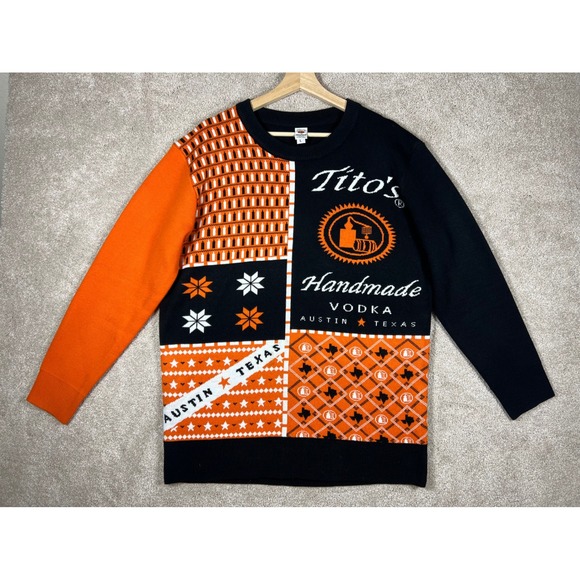 Tito's Vodka Handmade Austin Texas Novelty Knit Sweater Adult Large Holiday - Picture 1 of 10